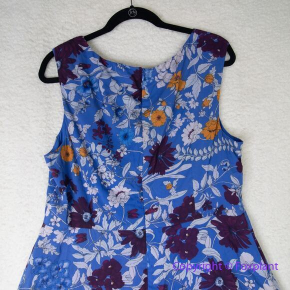 Adrianna Papell Women's Botanical Border Fit and Flare dress blue, plus size 16 - Picture 12 of 16